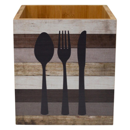 Boston Warehouse Bamboo Square Utensil Holder, Utensils