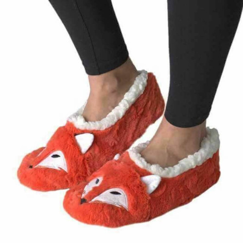 Oooh Yeah, Oooh Geez Foxy Sherpa Women's Fluffy Animal Slippers, Orange