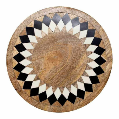 Boston Warehouse 8" Wood and Resin Trivet, Diamonds