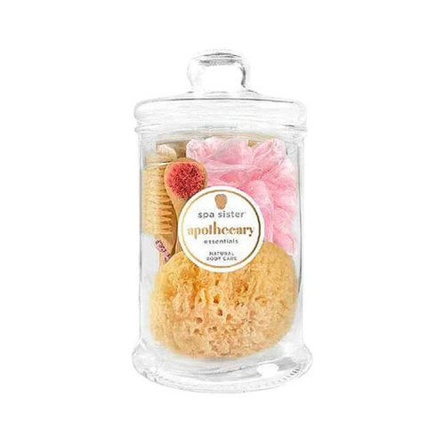 Spa Sisters Spa Essentials Apothecary Jar Gift Set, Pink