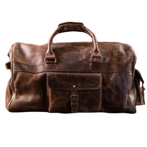 Kodiak Leather 60L Weekender Duffel, Antique Brown
