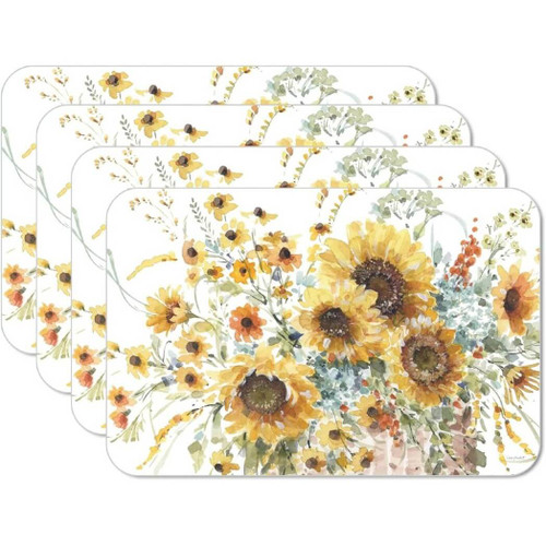 CounterArt Reversible Plastic Placemats, Sunflowers Forever 