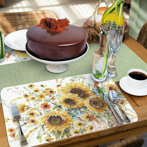 CounterArt Reversible Plastic Placemats, Sunflowers Forever