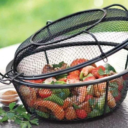 Outset Dual Skillet Shaker Grill Basket, Non-Stick Outset Dual Skillet Shaker Grill Basket, Non-Stick