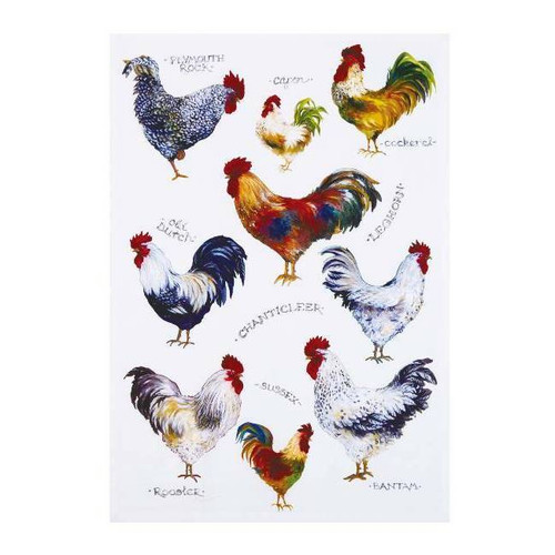 Peking Handicraft Field Guide Roosters Printed Kitchen Towel 