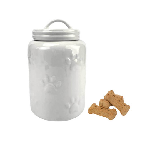 Boston Warehouse Pet Treat Storage Jar, Medium Embossed Paws