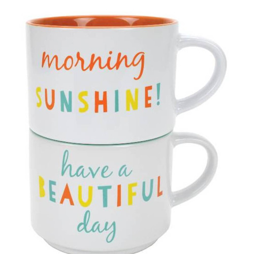 Boston Warehouse 18-oz Sunshine Stackable Mugs, Set of 2