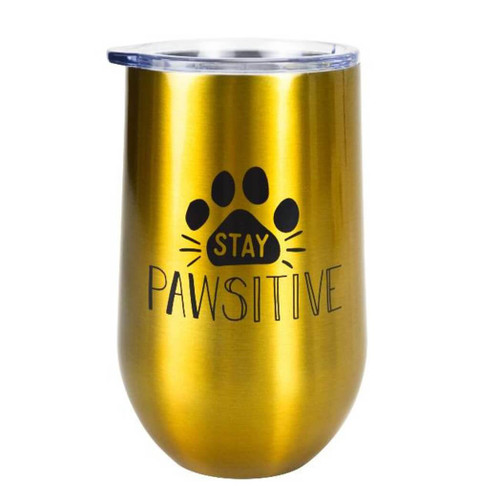 Boston Warehouse 16 Oz Stainless Tumbler with Lid, Pawsitive Paw