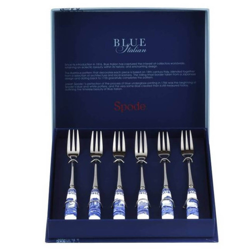 Spode Blue Italian Set of 6 Pastry Forks Spode Blue Italian Set of 6 Pastry Forks