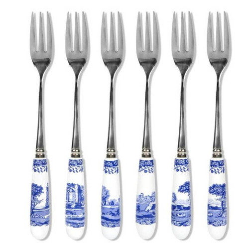 Spode Blue Italian Set of 6 Pastry Forks Spode Blue Italian Set of 6 Pastry Forks