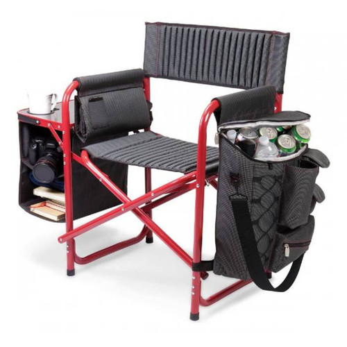 Oniva Fusion Backpack Chair with Cooler, Dark Gray and Red
