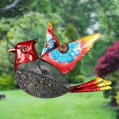 Exhart Cardinal Mesh Basket Hanging Bird Feeder Exhart Cardinal Mesh Basket Hanging Bird Feeder