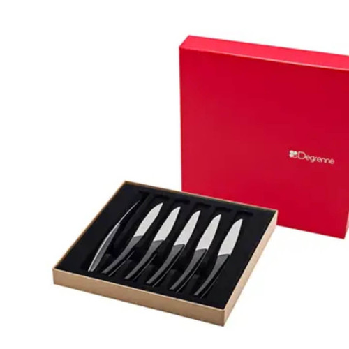 Degrenne Paris Quartz Carbon Stainless Steel Steak Knives, Set of 6