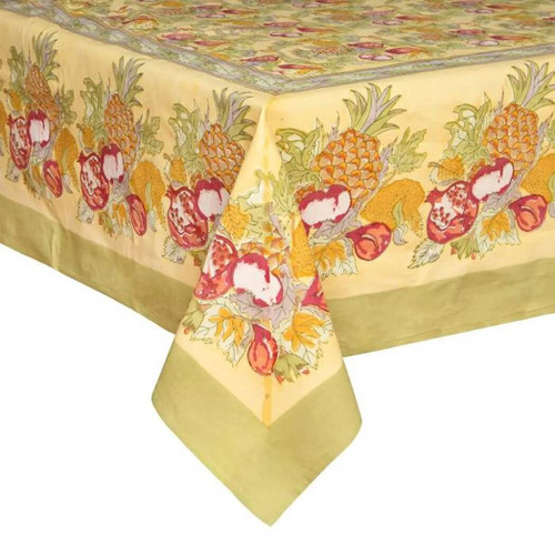 Couleur Nature Tutti Frutti Yellow/Green Tablecloth, 71" x 106"