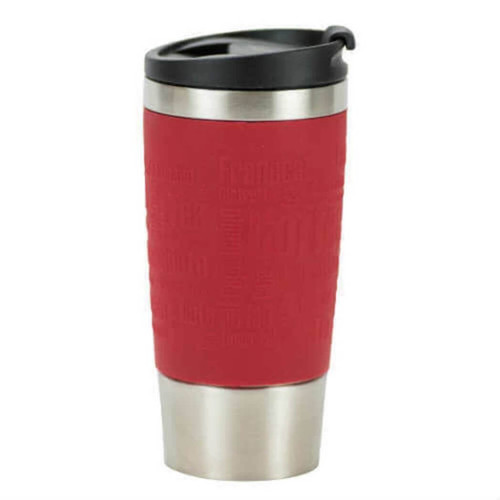 Cantini 17 Oz. Stainless Steel with Silicone Grip Travel Mug, Red