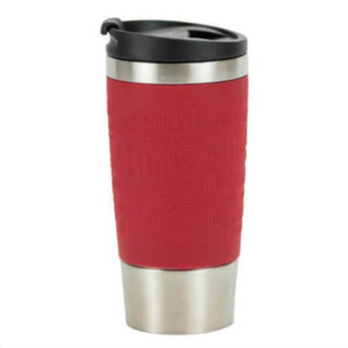 Cantini 17 Oz. Stainless Steel with Silicone Grip Travel Mug, Red