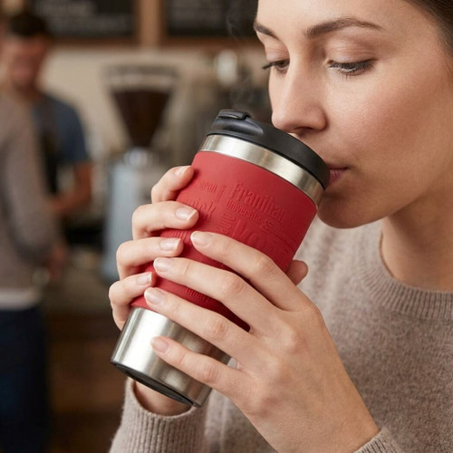 Cantini 17 Oz. Stainless Steel with Silicone Grip Travel Mug, Red