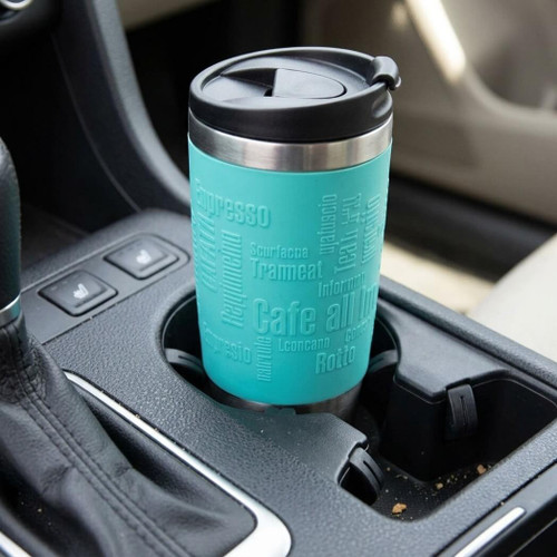 Cantini 17 Oz. Stainless Steel Silicone Grip Travel Mug, Turquoise