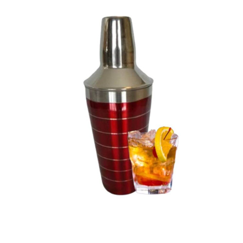 Home Essentials Hammered Stainless Steel Cocktail Shaker, Red Stripe
