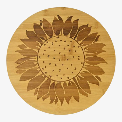 Boston Warehouse 12 Inch Bamboo Lazy Susan, Flower Boston Warehouse 12 Inch Bamboo Lazy Susan, Flower