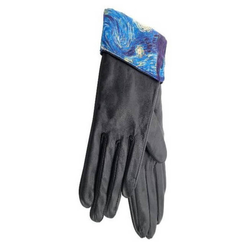 Galleria Famous Artist Women's Leather Gloves, Starry Night, Small/Black