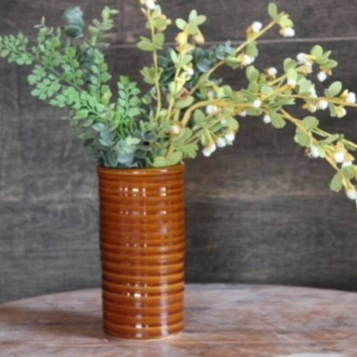 Rowe Pottery Farmhouse Ridges 7" Vase - Cider