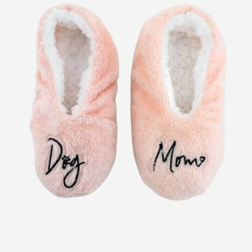 Faceplant Dreams Dog Mom Women's Furry Animal Footsies Slippers, Pink