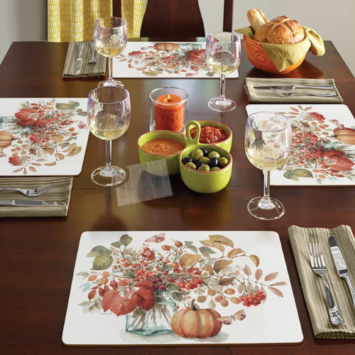 Cala Home Autumn In Nature Decorative Hardboard Placemats, Set of 4 