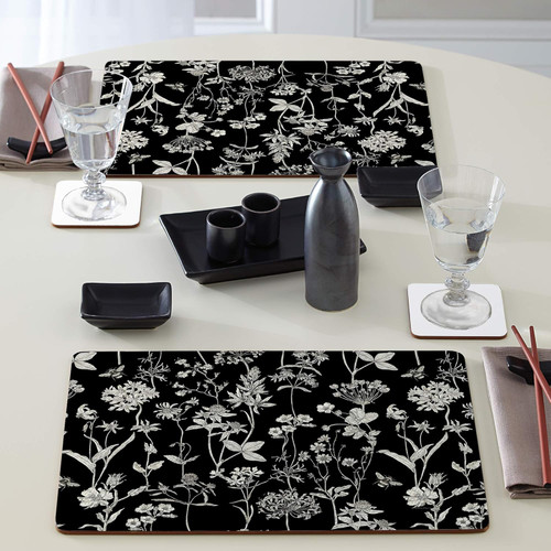 Cala Home Midnight Garden Decorative Hardboard Placemats, Set of 4