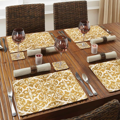 Cala Home Gilded Decorative Hardboard Placemats, Set of 4