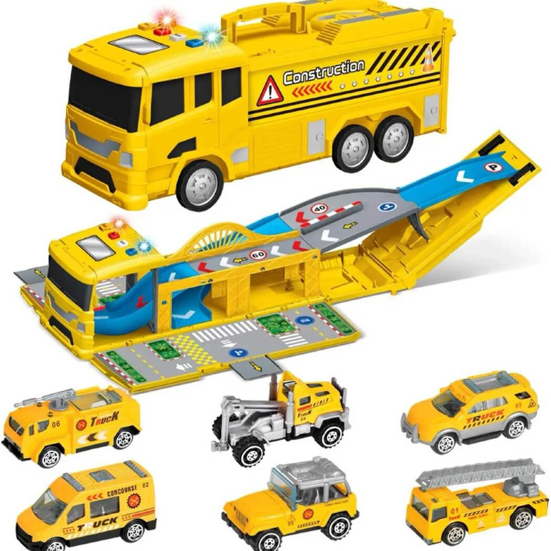 Fun Little Toys Construction Truck Toy Carrier Truck with Lights & Sounds 