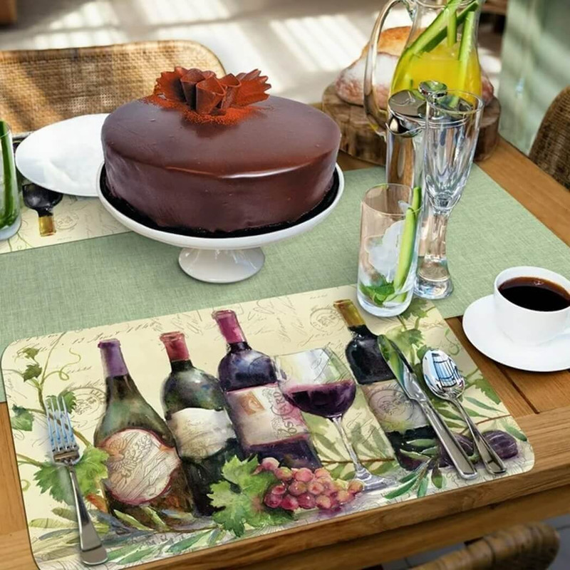 CounterArt Reversible Plastic Placemats, Rustic Wine, Set of 4