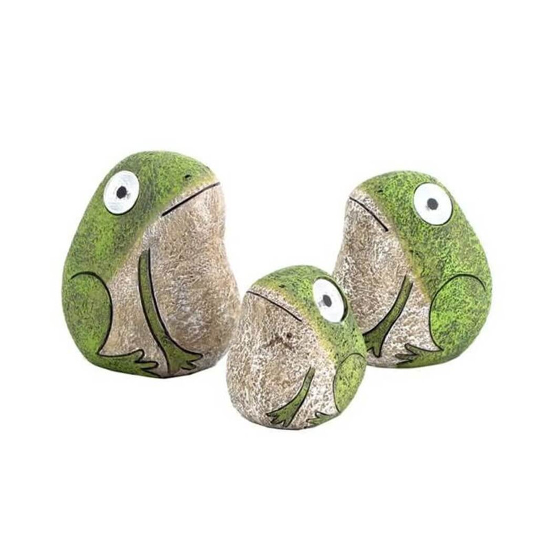 Zaer Ltd. International Solar Rock Frogs with Light up Eyes, Set of 3 