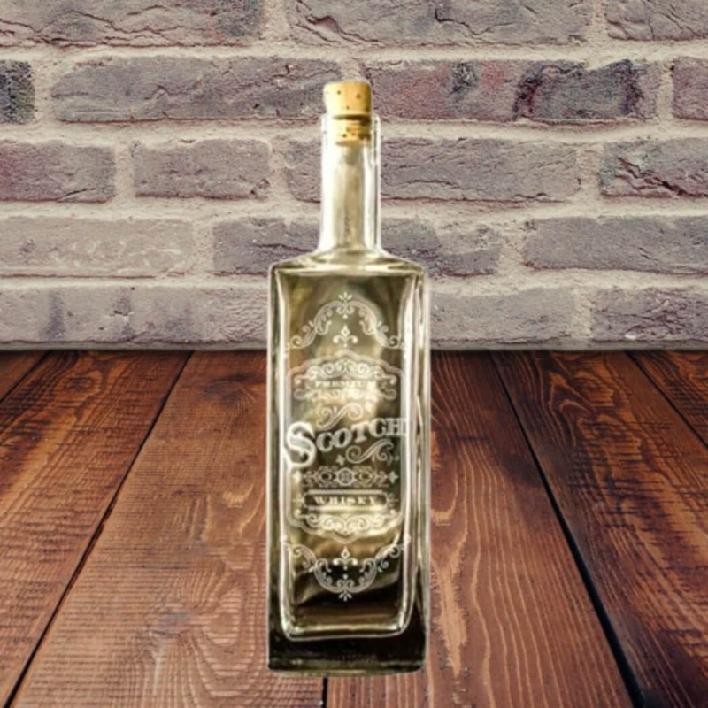Rec Etch Rectangle Decanter Bottle, Scotch