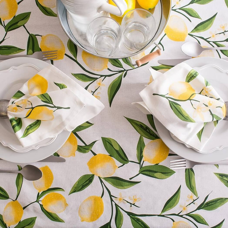 Design Imports Lemon Bliss Printed Tablecloth, 52x52-inches Design Imports Lemon Bliss Printed Tablecloth, 52x52-inches