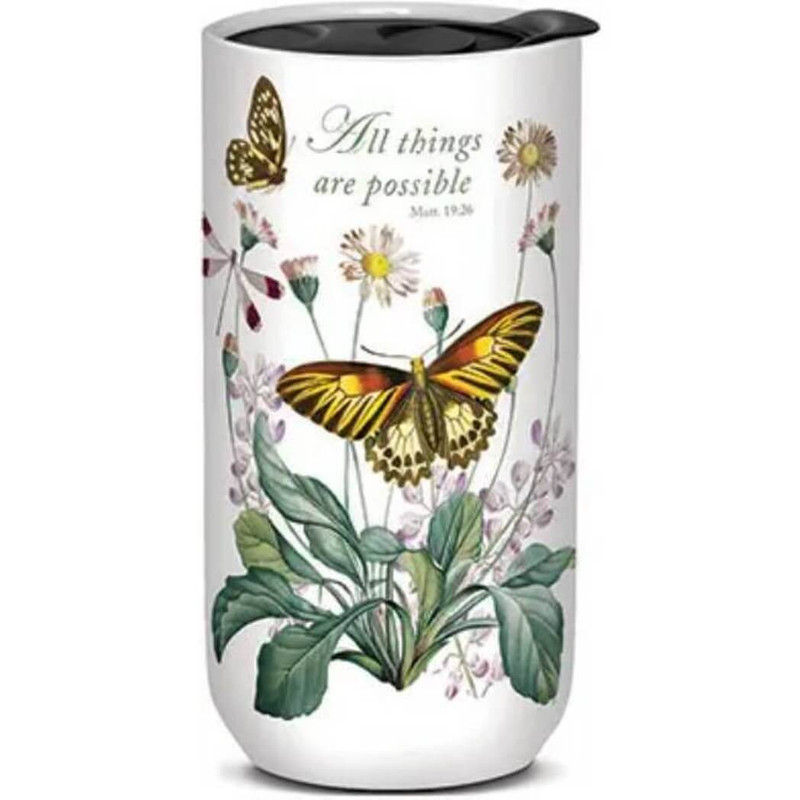 Punch Studio Travel Mug Natures Grace Daisy Butterflies