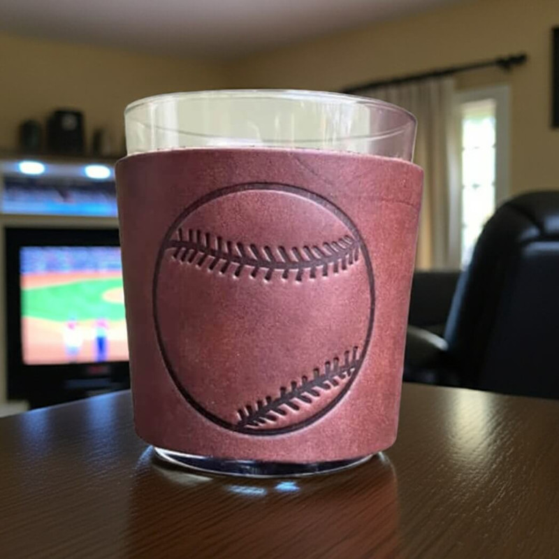 Leather Wrapped Cocktail Glass - Baseball