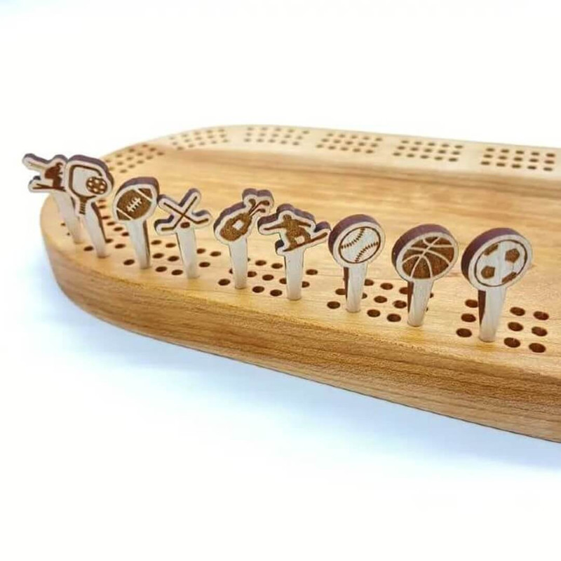 Cast & Carve Solid Wood Sports Cribbage Pegs