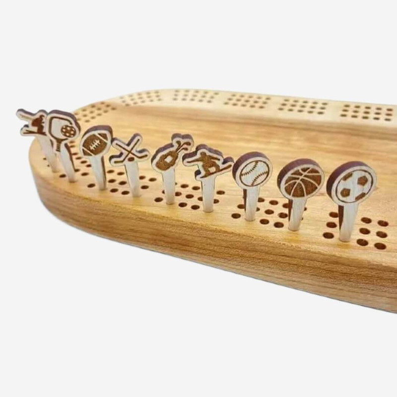 Cast & Carve Solid Wood Sports Cribbage Pegs