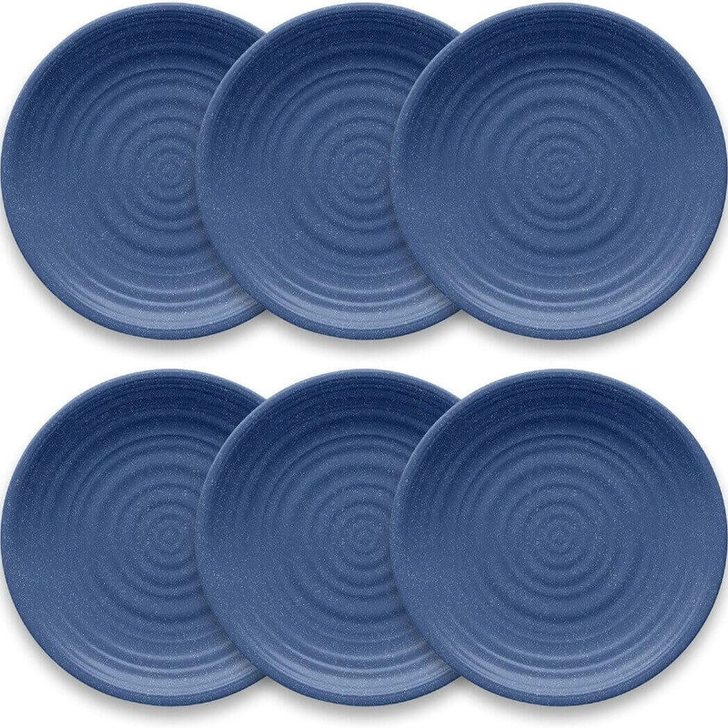 TarHong Planta Artisan Matte Dinner Plate, Set of 6, Blue