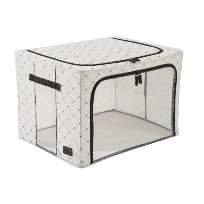 Periea 'Beau' Metal Frame Folding Storage Bin, Small, Black Dots