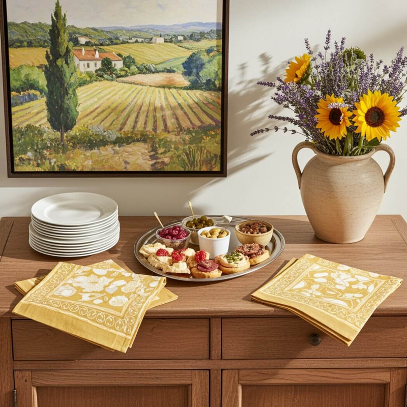 Couleur Nature Forest Harvest Grey & Mustard Napkins - Set of 6