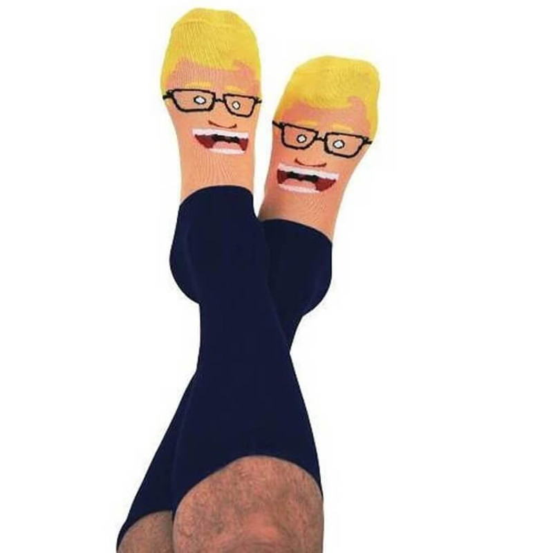Snoozies Men's Blond Face Socks, Navy