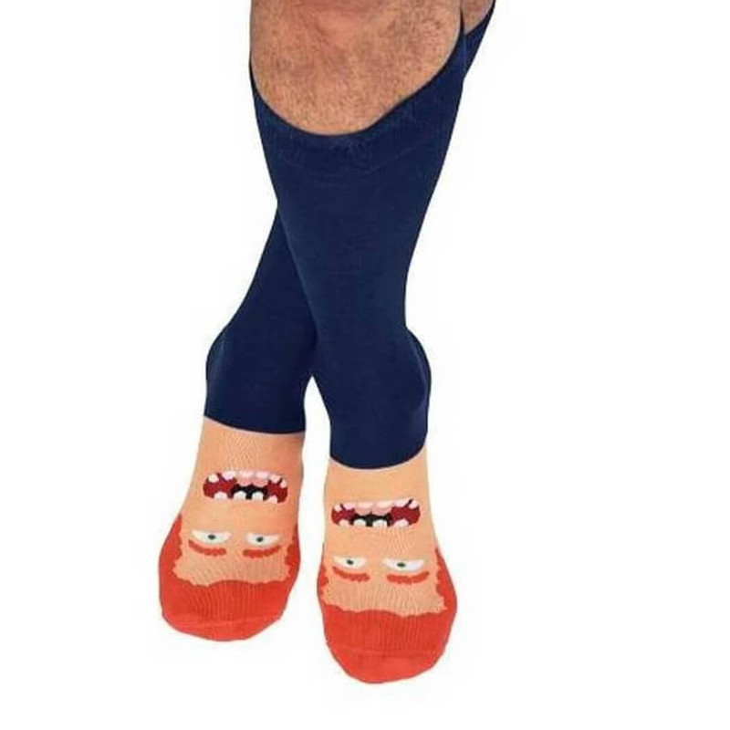 Snoozies Men's Redhead Face Socks, Blue