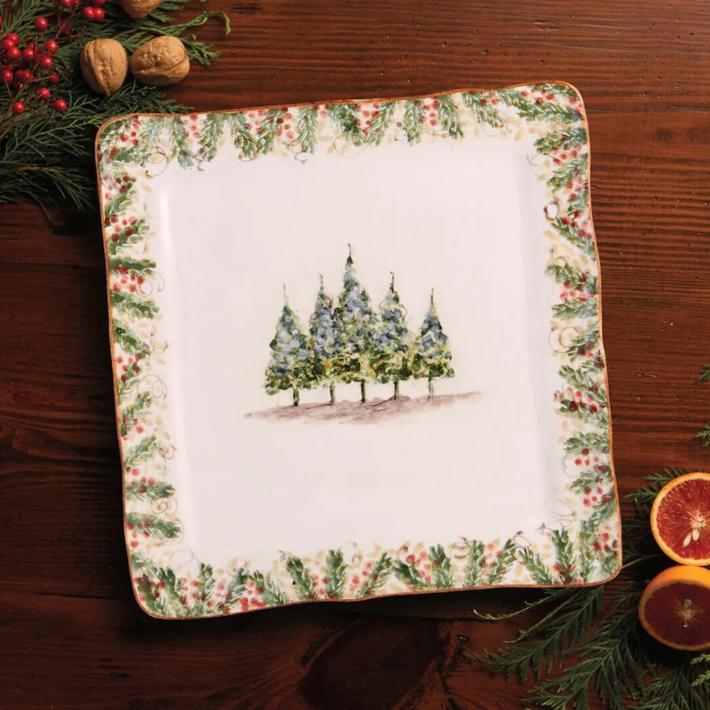 Arte Italica Natale Square Signed Platter Arte Italica Natale Square Signed Platter