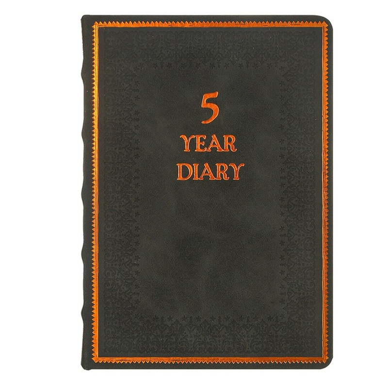 Victoria's Journals 5 Year Vegan Leather Diary, Black 