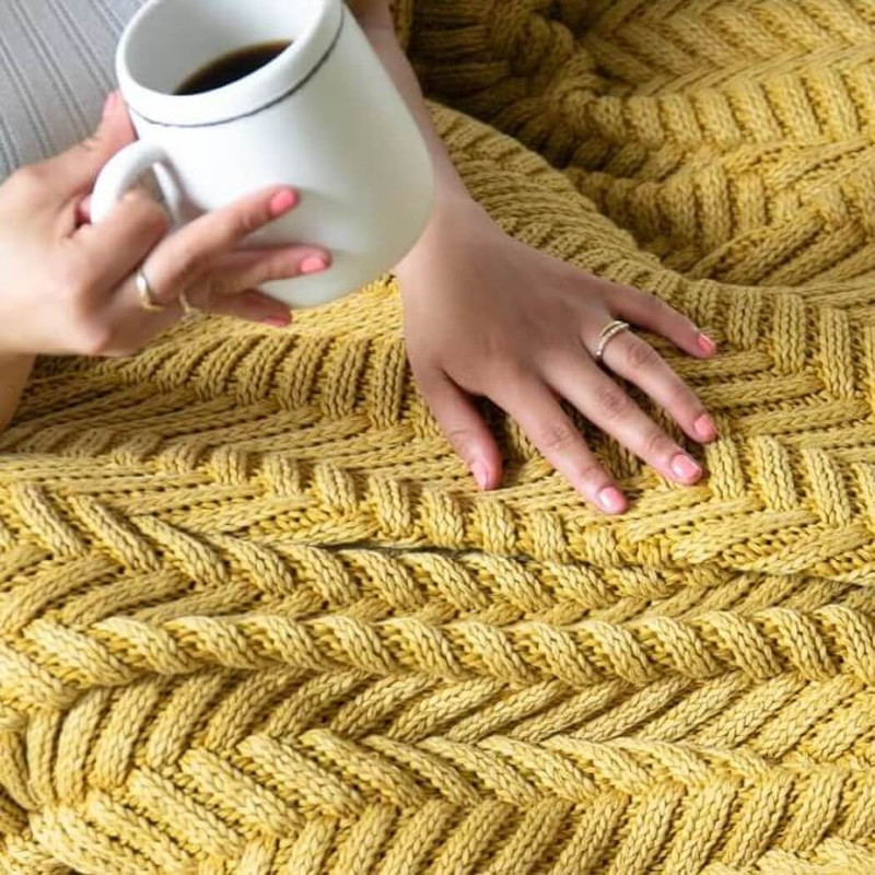 Pink Lemonade Washed Chevron Throw Blanket, Yellow