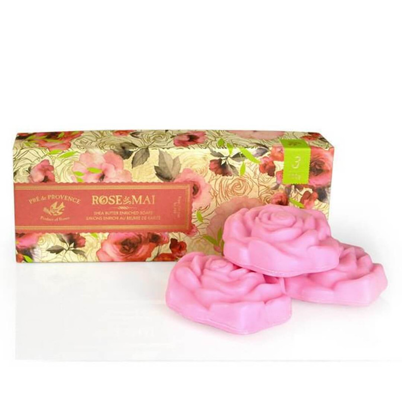 European Soaps Rose De Mai Soap Gift Box, 3 x 100G 