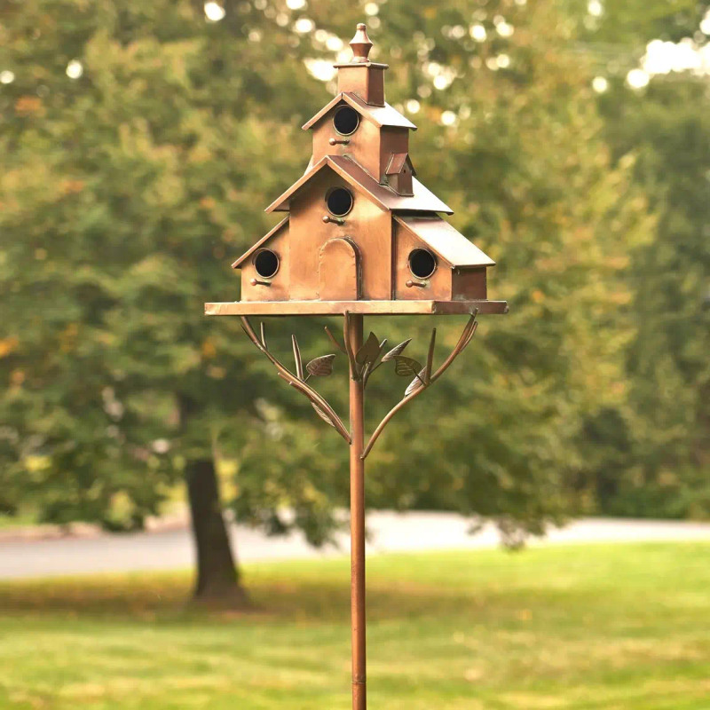 Zaer Ltd. Dublin Church Style Iron Condo Birdhouse On Stake 