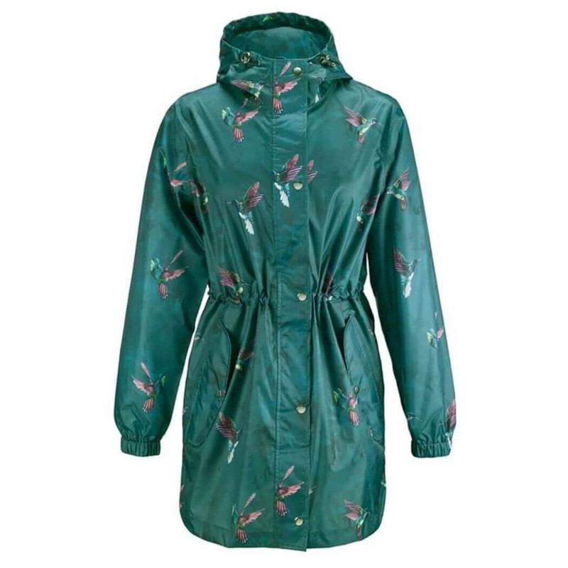 Galleria Soft Shell Raincoat, Hummingbirds, Green